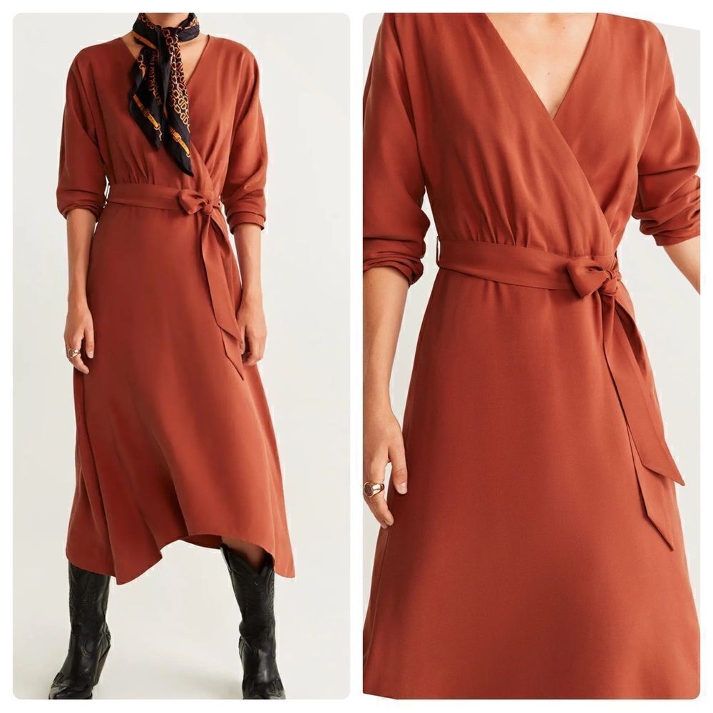 Mango Bow Wrap Dress New